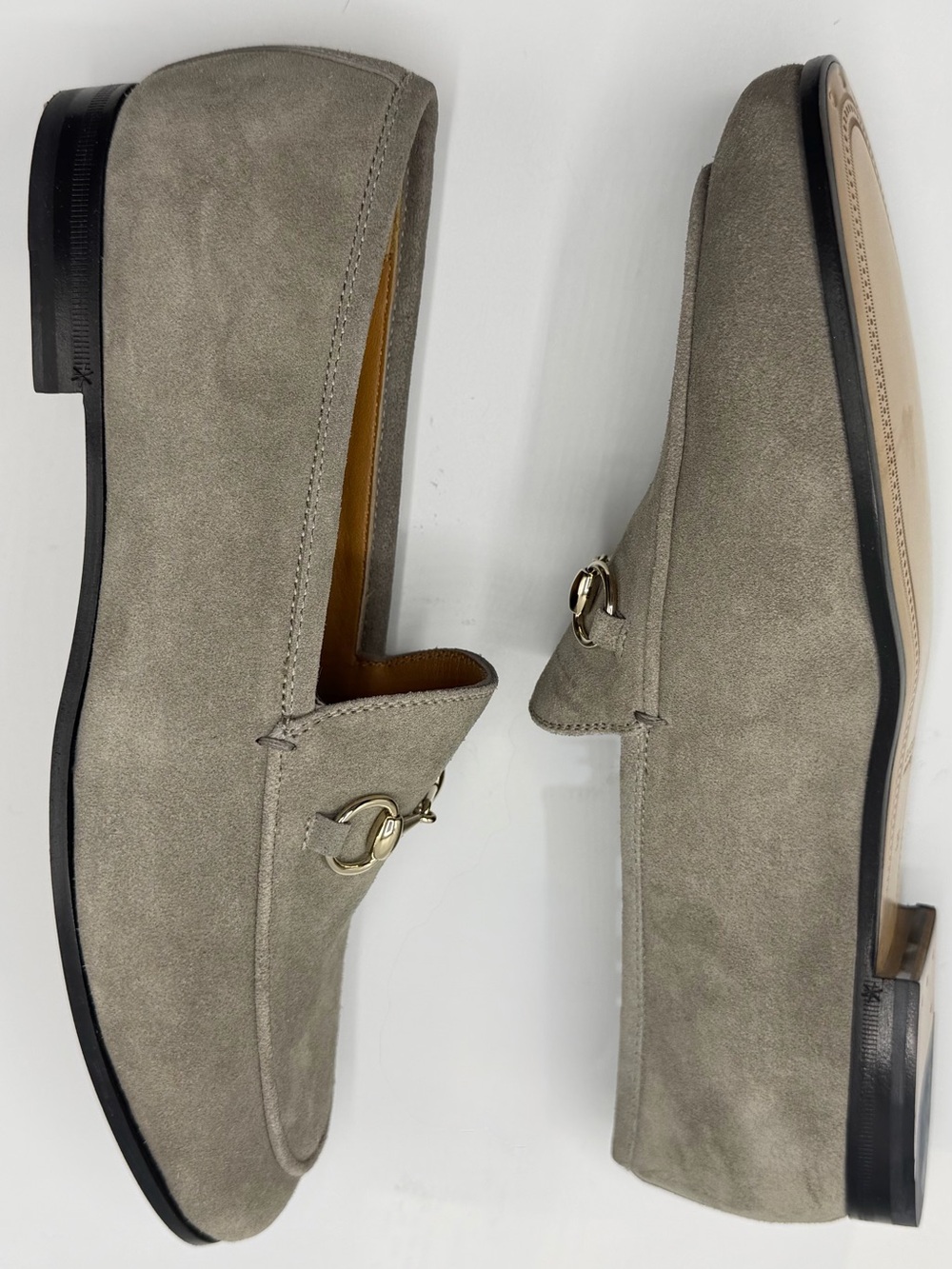 NIB Gucci New Fango Grey Suede Jordaan Horsebit Buckle Loafer Slippers EU 39 - Picture 10 of 14